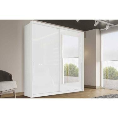 Imagem de Guarda Roupa 2 Portas De Correr (1 C/ Espelho) E 2 Gavetas Porto Branco - Politorno