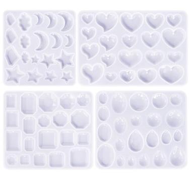 Imagem de Moldes de joias de resina molde de silicone molde de brinco de resina UV múltipla com furos, kits básicos de chaveiro epóxi moldes de pingente de colar para resina epóxica molde de fundição feminino