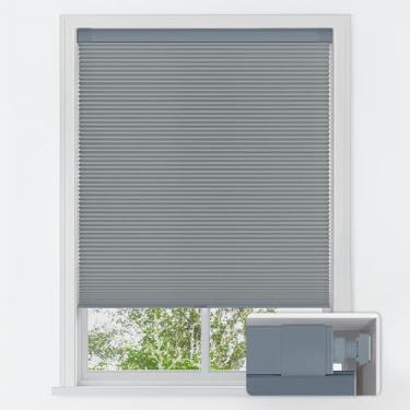 Imagem de LazBlinds Persianas celulares sem fio, sem ferramentas, bloqueio de luz blackout para casa, persianas de isolamento térmico para janelas, 73,7 cm L x 122 cm A, cinza escuro