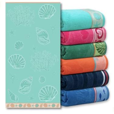 Imagem de Toalha De Banho Banhão Praia Piscina Gigante 80x150cm Verão (CONCHAS)