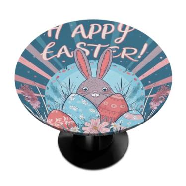 Imagem de hongjinglin Toalha de mesa redonda com borda elástica de Páscoa, toalha de mesa redonda limpável para ambientes internos e externos, pátio, jantar, cozinha, festival, decoração para mesas de 101 a 111