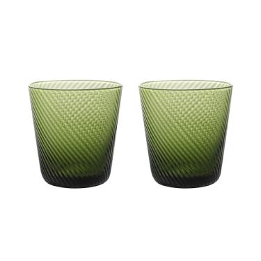 Imagem de NIRA.Z Pacote com 2 xícaras de café expresso de 170 g - Canecas de café de vidro soprado à mão verde com design em espiral - Copos elegantes para cappuccino, chá, matcha - Seguro para lava-louças