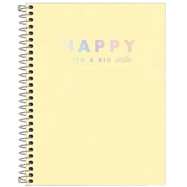 Imagem de Caderno Espiral Capa Plástica Colegial 1 Matéria 80 Folhas Happy Tilibra Amarelo Pastel