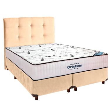 Imagem de Cama Box Perola+ Colchão Queen High Foam Ortobom + Cabeceira