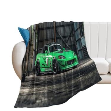Imagem de HouLaiZhe Cobertor Super Macio Flanela Carro Esportivo S2000 JDM Antigo Armazém Leve Cobertores de Refrigeração para Sofá-Cama Cadeira Sofá Carro Viagem ao Ar Livre Leve Quente 101,6 cm x 152,4 cm