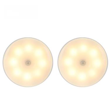 Imagem de Luminária Luz LED Sensor de Movimento Magnética USB Recarregável Sem Fio com-Duas cores Lâmpada Noturna(KIT2-Duas cores（Fria+Quente）)