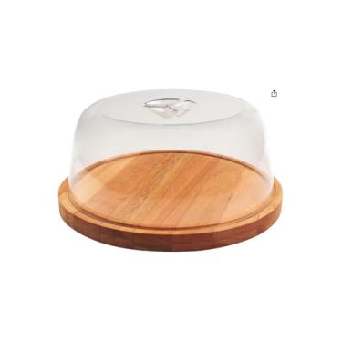 Imagem de Primor Porta Queijo com Tampa, Aço Inox e Acrílico, Prato 21cm Tampa 18cm, Design Moderno