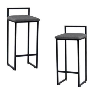 Imagem de 2 banquetas para churrasqueira e bar rosalia-veludo cinza - GAT MAGAZI