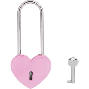 Imagem de VeYocilk Love Lock, cadeado afiado rosa fosco de 8,89 cm 50 mm para ponte amor casamento aniversário presente de viagem (com chave)