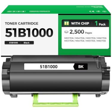 Imagem de caink Cartucho de toner preto 51B1000 com chip 1 pacote de substituição para Lexmark 51B1000 51B1H00 Toner compatível com MS317DN MS417DN MS517DN MS617DN MX317DN MX417DE MX517DE MX617DE Tinta para