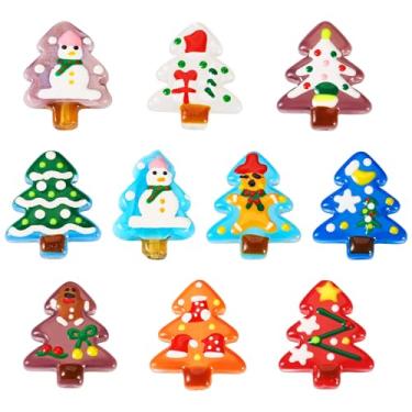 Imagem de KISSITTY 10 peças de contas de árvore de Natal feitas à mão em forma de árvore de cristal 10 cores perfuradas espaçadoras soltas para colares faça-você-mesmo, pulseiras, brincos, joias, artesanato, 10