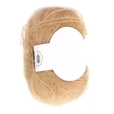 Imagem de GLOGLOW Fio de lã angorá, Fio de tricô Mohair Macio e Quente para Cachecóis e Suéteres, 30% Mohair 50% Fibra, Adequado para Todas As Idades (18 cáqui)