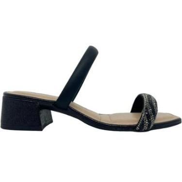 Imagem de Tamanco Feminino Dia a Dia com Strass Bico Quadrado Salto Casual Baixo Dakota Y7142-Feminino