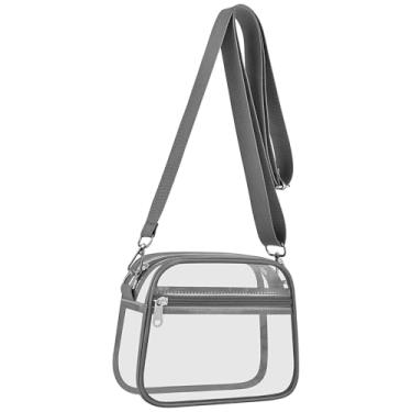 Imagem de USPECLARE Bolsa transparente para eventos em estádios, bolsas transparentes para fãs de esportes, bolsa transversal transparente para shows e festivais, Cinza, Small