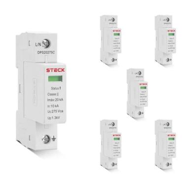 Imagem de 6 Protetor De Surto Com Cartucho 20Ka Steck 275V DPS20275C