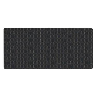 Imagem de Tapete de mouse com design de padrão preto grande à prova d'água para computador estendido tapete protetor de mesa antiderrapante base de borracha para escritório, computador, teclado, laptop e mesa