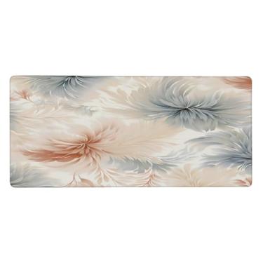 Imagem de Tapete de mouse colorido com linhas de flores grandes à prova d'água para computador estendido tapete protetor de mesa antiderrapante base de borracha para escritório, computador, teclado, laptop e