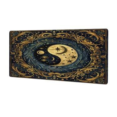 Imagem de Tapete de mouse grande de beleza étnica Yin Yang à prova d'água para computador estendido tapete protetor de mesa tapete de mouse antiderrapante base de borracha para escritório, computador, teclado