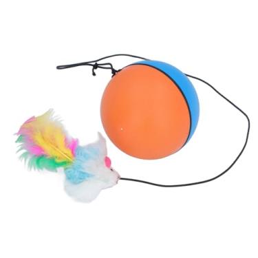 Imagem de Alomejor Brinquedo Interativo de Bola de Gato, Bola de Rolagem 360 Automática Com Teaser de Penas, Brinquedo Auto -rotativo Alimentado por Bateria de 500mAh para Gatos e Gatinhos Internos (azul