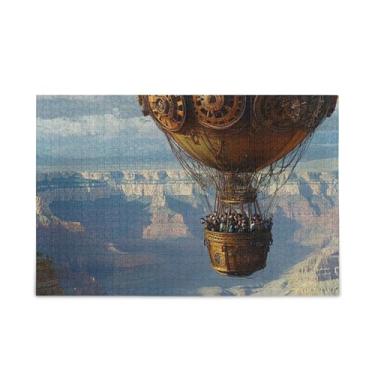 Imagem de Quebra-cabeça de balão de ar quente Steampunk de 1000 peças, composto de papel e madeira, jogos de quebra-cabeça adulto com bolsa de armazenamento
