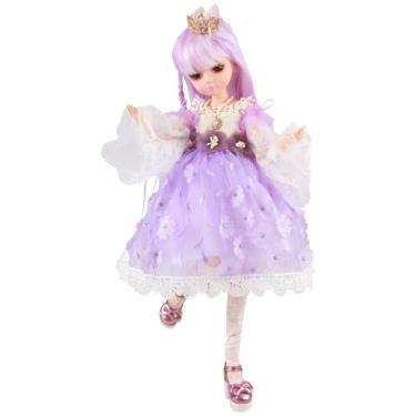 Imagem de Proudoll 1/4 BJD Doll - 45cm Purple Highlights Hair with Fringe, Purple Tutu Dress & 23 Joints for BJD Collectors