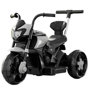 Imagem de Mini Moto Esportiva Elétrica Infantil, 6V, Cinza, com Controle Remoto, Luzes e Sons, 3 km/h, para Crianças a partir de 3 Anos, 80x75x40cm