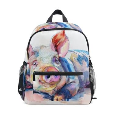 Imagem de GAIGEO Cute Watercolor Pig Small Backpack for Kids with Whistle, Adjustable Chest Strap, Girl Toddler Backpack Lightweight & Compact for Ages 3-8