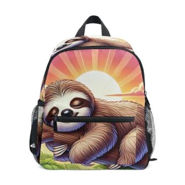 Imagem de Cute Sleeping Sloth Simple Modern Toddler Backpack Boy Toddler Backpack with Front Pocket, Safety Whistle for Ages 3-8