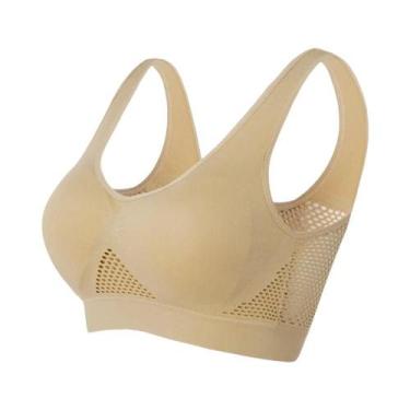 Imagem de Top De Ginástica Feminino S-6XL Com Almofada E Recortes, Sem Fio, Para