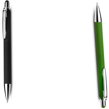 Imagem de Caneta Esferográfica Executiva em Alumínio Reciclável, Escrita Azul, Ponta Touch, Corpo Cilíndrico, Acabamento Fosco, Refil Parker, 14cm (Preto e Verde)