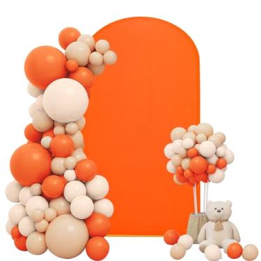 Imagem de Chiara Capa de arco de casamento – Capa de arco elástica laranja de 2 m para pano de fundo de dupla face em banquetes de casamento, festa de aniversário, cerimônias e decoração de chá de bebê
