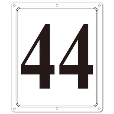 Imagem de i-CowFun Placa numerada de metal premium ao ar livre, refletiva 30,5 cm x 25,4 cm grandes placas numéricas de alumínio 44 para estacionamento, quadra de tênis, campo, armazém, corredor, edifício, doca