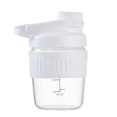 Imagem de Coqueteleira de vidro pequena de 350 ml, pacote com 2 unidades de proteína em pó de vidro borossilicato em pó para ginástica, pequenas misturas, para misturas de proteínas com bola de mistura (B-WHITE
