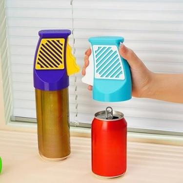 Imagem de Abridor de lata multifuncional para bebidas – abridor manual ergonômico para cozinha doméstica, seguro e fácil de usar (roxo)