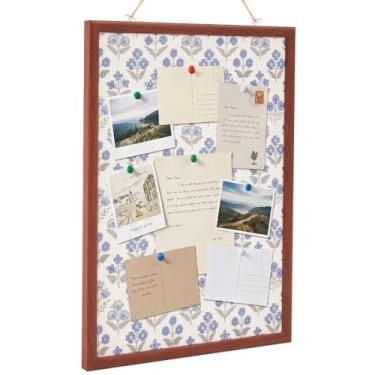 Imagem de Leinuosen Quadro de avisos de cortiça de 43 cm x 58 cm para paredes quadros de avisos emoldurados em madeira com azul, quadro de pinos pequeno com pinos para decoração de sala de casa, escola