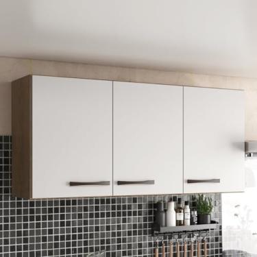 Imagem de Armário de Cozinha Aéreo Suspenso 3 Portas Castanho/branco