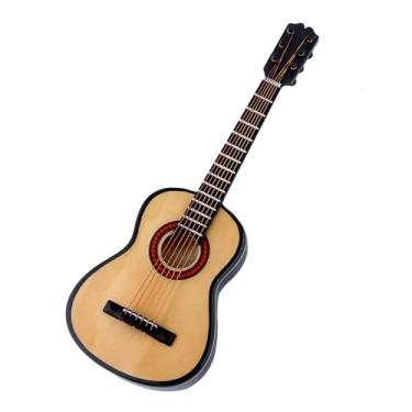 Imagem de SUNGOOYUE Guitarra Em Miniatura, Decoração de Mesa de Madeira, Ornamento de Guitarra Vintage Com Suporte de Exibição para Amantes de Música, Colecionadores, Escritório, Prateleira para Casa,