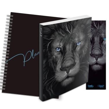 Imagem de Kit Leão Grafite - Planner Capa Lisa + Bíblia Brochura NAA + Marca Página
