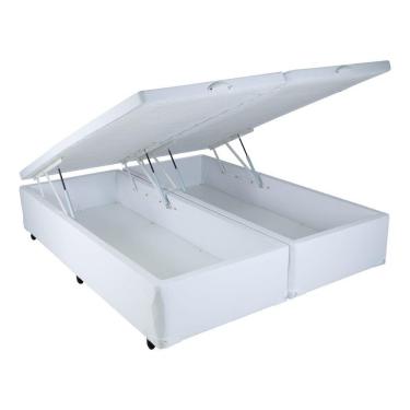 Imagem de Cama Box Baú King Size Br Mega Corino Branco - 178x198