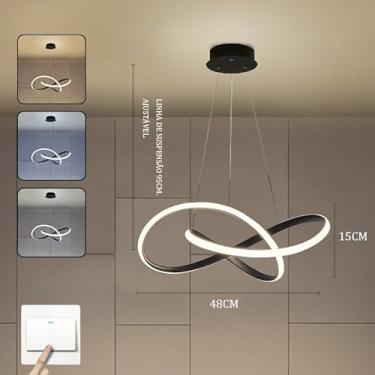 Imagem de 3 Cores em 1 luz Lustre Para Sala Lustre Pendente Cozinha Luminária de Teto Led Nordic Moderno Decoração Para Sala(Estilo B/Preto (110V-220V))