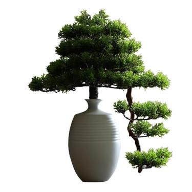 Imagem de Plantas falsas ornamentos estilo chinês criativo escritório sala de estar estudo decoração varanda simulação acolhedor pinho bonsai artesanato artificial interior