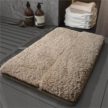 Imagem de Tapete de banheiro, tapete de banho ultra macio e absorvente de água, tapete de porta doméstico, tapete antiderrapante, para piso/banheira de banheiro(Coffee,50x80cm)