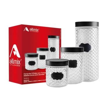 Imagem de Conjunto 3 Potes de Vidro Redondos com Tampa de Metal – Kit Organização para Mantimentos (800ml/1200ml/2200ml)