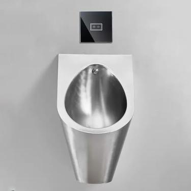 Imagem de pcagfaajmh Mictórios de aço inoxidável 304, mictório com sensor de parede masculino inteligente, uso residencial, banheiro, banheiro, urinol, sanitário, masculino, vaso sanitário, antirespingos (prata