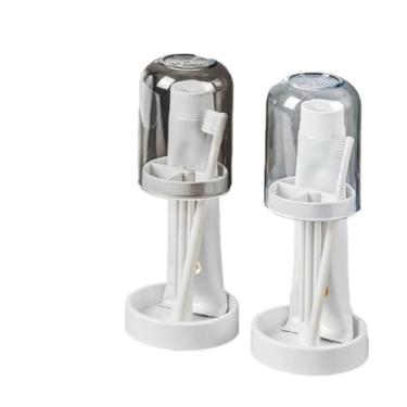 Imagem de Porta Escova e Pasta de Dente com Tampa Antipoeira – Organizador de Banheiro Moderno, Suporte para Escovas, Design Compacto(2,Preto)