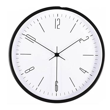 Imagem de AkosOL Relógio de parede de 30 cm, sem tique-taque, operado por bateria, redondo, fácil de ler, para casa, escritório, sala de aula, escola, preto