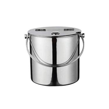 Imagem de Balde de gelo balde de gelo, balde de gelo portátil de aço inoxidável durável - tampa de pinça para bar festa cozinha piquenique maior tempo de resfriamento seguro para lava-louças (tamanho: 3L) ()