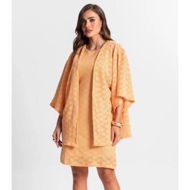 Imagem de Kimono Feminino Em Tricot Endless Laranja, GG, Laranja