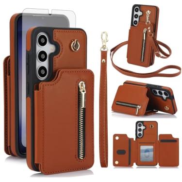 Imagem de Asuwish Capa de celular para Samsung Galaxy S25 FE 5G RFID carteira celular com protetor de tela de vidro temperado alça transversal suporte para cartão de crédito suporte S 25 EF S25FE 25S 25FE