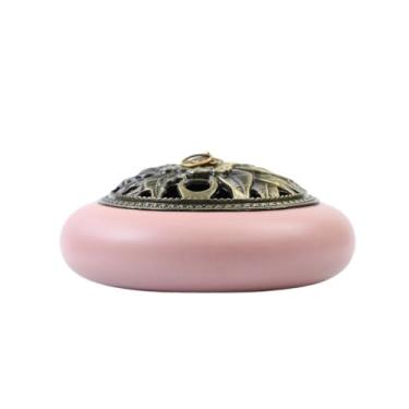 Imagem de Queimador de incenso de cerâmica criativo, vintage, flor de lótus, suporte de incenso com tampa para incenso/cone/bobina/bastões para meditação (rosa)
